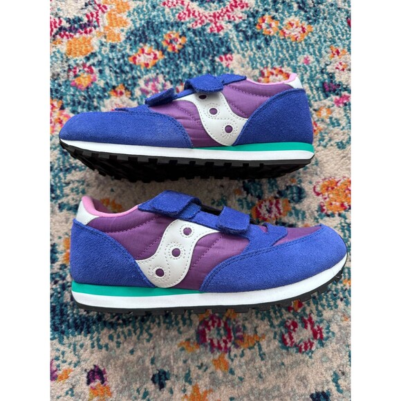 NWOB Saucony Jazz Kids Purple and‎ Blue Sneakers Size 5M SK167639 - Picture 1 of 8